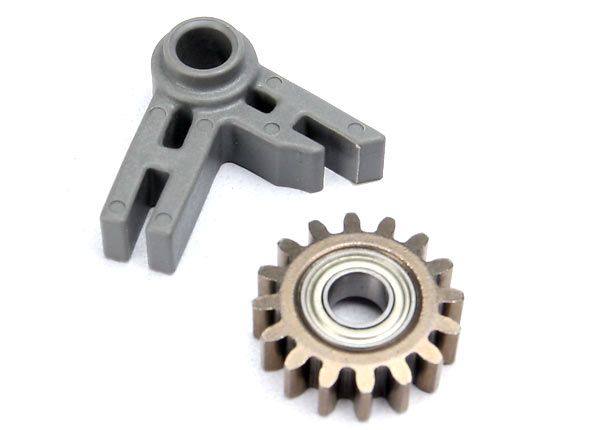 Traxxas Gear, idler/ idler gear support/ bearing (pressed in)-1