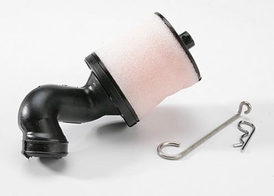 TRA5266, Traxxas Air filter body (high-volume)/ filter support/ cap/ foam filter, pre-filter/ Revo air filter base (angled)/wire mount/hardware (1 each) (TRX Engines)