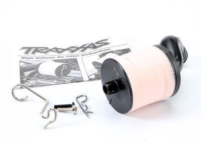 TRA5267, Traxxas Air filter body (high-volume)/ filter support/ cap/ foam filter, pre-filter/ filter base (angled)/wire mount/hardware (1 each) (Fits Maxx trucks)