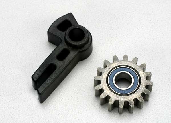 Traxxas Gear, idler/ idler gear support/ bearing (pressed in)