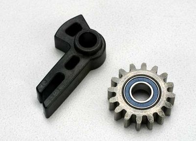 Traxxas Gear, idler/ idler gear support/ bearing (pressed in)