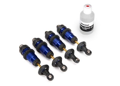 TRA5460A, Traxxas Shocks, GTR aluminum, blue-anodized bodies with TiN shafts (fully assembled w/o springs) (4)