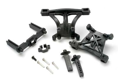 TRA5314, Traxxas Body mounts, front &amp; rear/ body mount posts, front &amp; rear/ 2.5x18mm screw pins (4)/ 4x10mm BCS (1)