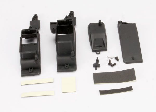 Traxxas Box, receiver &amp; battery (2)/ cover/ foam pad &amp; adhesive/ charge jack plug (rubber)/ hardware (accommodates either AA battery holder or RX flat pack)
