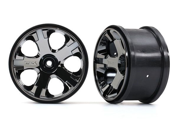 Traxxas Wheels, All-Star 2.8" (black chrome) (nitro rear / electric front) (2)