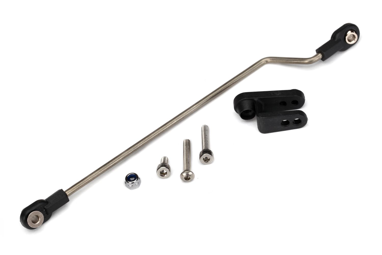 Traxxas Rudder pushrod, assembled/ servo horn/ 3x18mm BCS (stainless) (1)/ 3x15mm CS (stainless) (1)/ 3x6mm CS (stainless) (1)/ NL 3.0 (1)