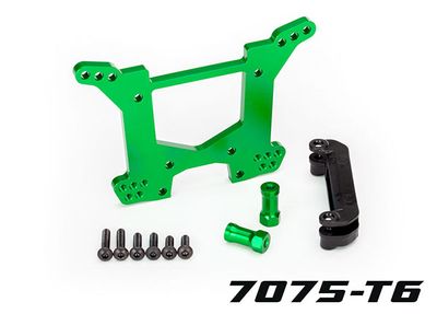 Traxxas Shock tower, rear, 7075-T6 aluminum (green-anodized) (1)/ body mount bracket (1)