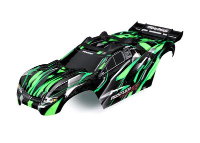 TRA6749-GRN, Traxxas Body, Rustler 4X4 Ultimate, green (painted, decals applied) (assembled with front &amp; rear body mounts and rear body support for clipless mounting)