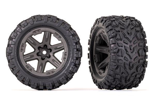 Traxxas Tires &amp; wheels, assembled, glued (2.8&quot;) (RXT gray wheels, Talon EXT tires, foam inserts) (4WD electric front/rear, 2WD electric front only) (2) (TSM rated)
