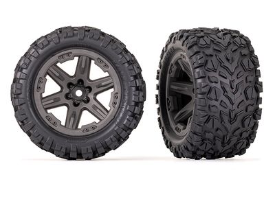 Traxxas Tires &amp; wheels, assembled, glued (2.8&quot;) (RXT gray wheels, Talon EXT tires, foam inserts) (4WD electric front/rear, 2WD electric front only) (2) (TSM rated)