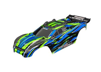 Traxxas Body, RustlerÔøΩ 4X4 VXL, green (painted, decals applied) (assembled with front &amp; rear body mounts and rear body support for clipless mounting)