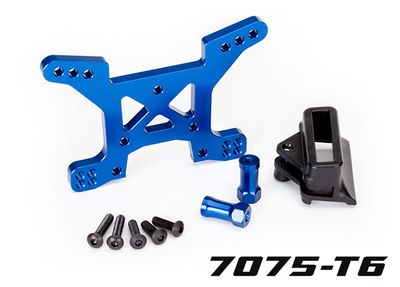 Traxxas Shock tower, front, 7075-T6 aluminum (blue-anodized) (1)/ body mount bracket (1)-1