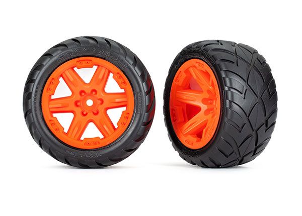 Traxxas Tires &amp; wheels, assembled, glued (2.8&quot;) (RXT orange wheels, Anaconda tires, foam inserts) (4WD electric front/rear, 2WD electric front only) (2) (TSM rated)