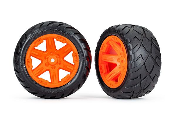 Traxxas Tires &amp; wheels, assembled, glued (2.8&quot;) (RXT orange wheels, Anaconda tires, foam inserts) (2WD electric rear) (2) (TSMÔøΩ rated