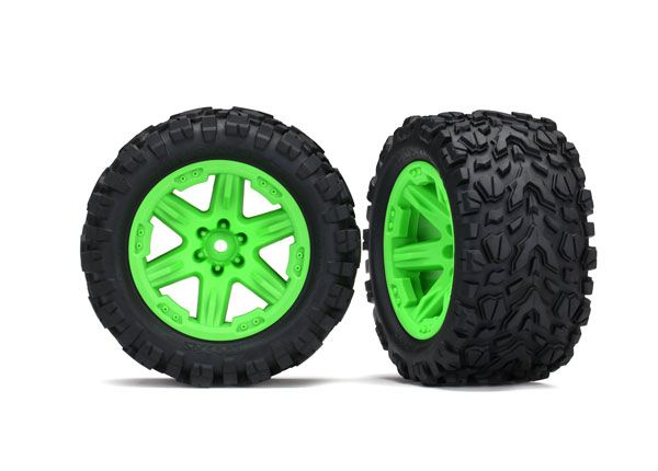 Traxxas Tires &amp; wheels, assembled, glued (2.8&quot;) (RXT green wheels, Talon EXT tires, foam inserts) (2WD electric rear) (2) (TSMÔøΩ rated)