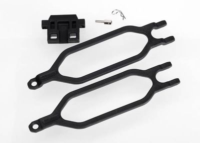 TRA6727, Traxxas Hold down, battery (2)/ hold down retainer/ battery post/ angled body clip