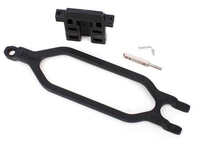 TRA6727X, Traxxas Hold down, battery/ hold down retainer/ battery post/ angled body clip (allows for installation of taller, multi-cell batteries)