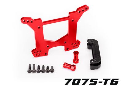 Traxxas Shock tower, rear, 7075-T6 aluminum (red-anodized) (1)/ body mount bracket (1)
