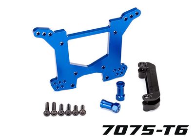 Traxxas Shock tower, rear, 7075-T6 aluminum (blue-anodized) (1)/ body mount bracket (1)-1