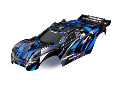 TRA6749-BLUE, Traxxas Body, Rustler 4X4 Ultimate, blue (painted, decals applied) (assembled with front &amp; rear body mounts and rear body support for clipless mounting)