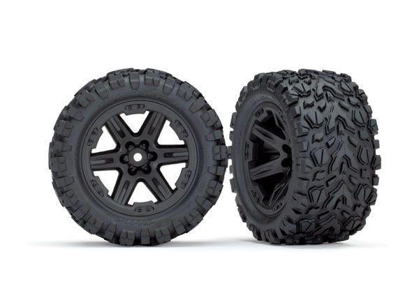 Traxxas Tires &amp; wheels, assembled, glued (2.8&quot;) (RXT black wheels, Talon EXT tires, foam inserts) (2WD electric rear) (2) (TSMÔøΩ rated)