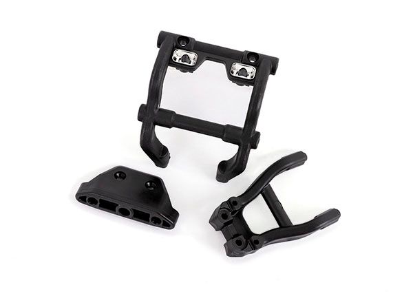 TRA6777X, Traxxas Wheelie bar mounts/ rear skidplate (fits 4WD Stampede) (for LED light kit installation)