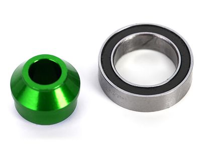 Traxxas Bearing adapter, 6061-T6 aluminum (green-anodized) (1)/ 10x15x4mm ball bearing (black rubber sealed) (1) (for slipper shaft)