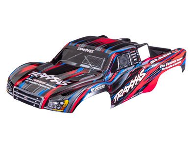 Traxxas Body, Slash 4X4, red (painted, decals applied) (assembled with front &amp; rear body mount latches for clipless mounting)