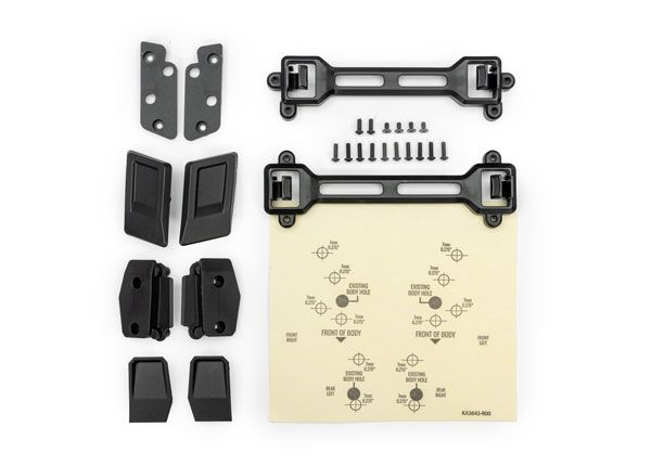 Traxxas Body conversion kit, Slash 2WD/Slash 4X4 (includes front &amp; rear latch mounts, latches, hardware) (for clipless mounting)
