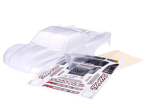 Traxxas Body, Slash 4X4 (also fits Slash VXL &amp; Slash 2WD) (clear, requires painting)/ window masks/ decal sheet (requires #6967 latches and #6966 latch mounts for clipless mounting)