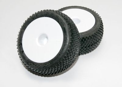TRA7175, Traxxas Tires &amp; wheels, assembled, glued (white dished 2.2&quot; wheels, Response Pro 2.2&quot; tires, foam inserts) (2)