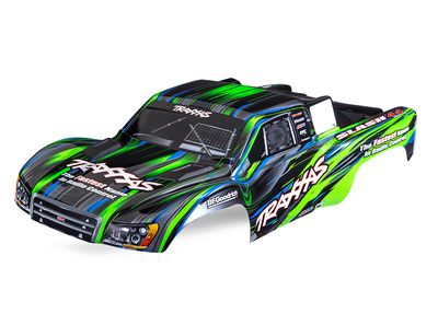Traxxas Body, Slash 4X4, green (painted, decals applied) (assembled with front &amp; rear body mount latches for clipless mounting)