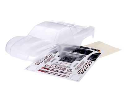 Traxxas Body, Slash 4X4, heavy duty (also fits Slash VXL &amp; Slash 2WD) (clear, requires painting)/ window masks/ decal sheet (requires #6967 latches and #6966 latch mounts for clipless mounting)