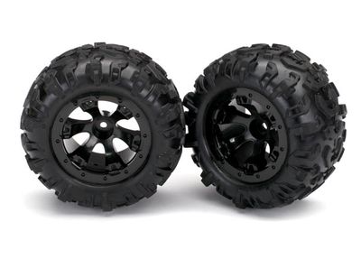 Traxxas Tires &amp; wheels, assembled, glued (Geode black, beadlock style wheels, Canyon AT tires, foam inserts) (1 left, 1 right)
