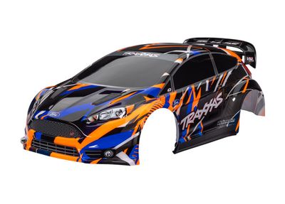 Traxxas Body, Ford FiestaÔøΩ ST Rally VXL, orange (painted, decals applied) (assembled with rear wing, body support, &amp; body mount latches for clipless mounting)