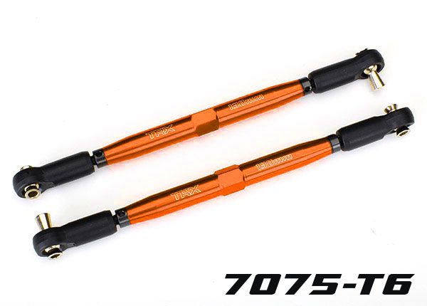 Traxxas Toe links, X-MaxxÔøΩ (TUBES orange-anodized, 7075-T6 aluminum, stronger than titanium) (157mm) (2)/ rod ends, assembled with steel hollow balls (4)/ aluminum wrench, 10mm (1)