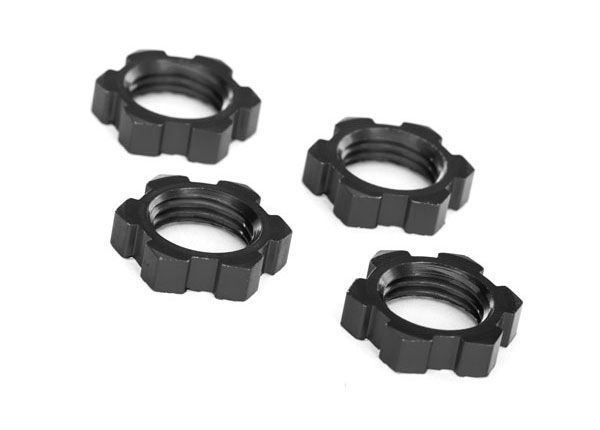 TRA7758A, Traxxas Sledge/X-Maxx/E-Revo VXL 17mm Splined Wheel Nut (Black) (4)
