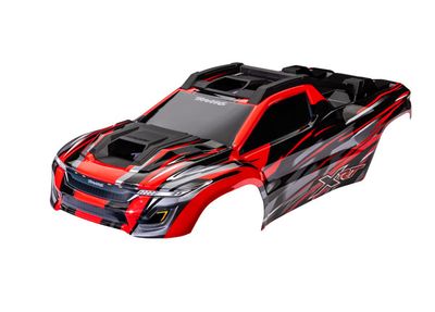 TRA7812R, Traxxas Body, XRT, red (painted, decals applied) (assembled with front &amp; rear body supports for clipless mounting, roof &amp; hood skid pads)