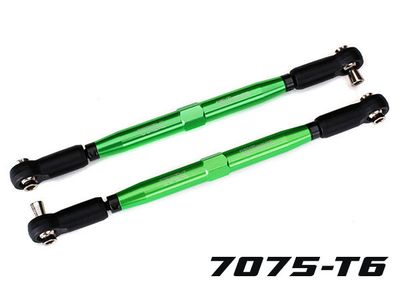 TRA7748G, Traxxas Toe links, X-Maxx (TUBES green-anodized, 7075-T6 aluminum, stronger than titanium) (157mm) (2)/ rod ends, assembled with steel hollow balls (4)/ aluminum wrench, 10mm (1)