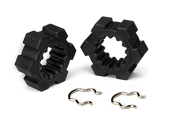 TRA7756-BLK, Traxxas X-Maxx/XRT 24mm Aluminum Wheel Hex Hub (Black) (4)