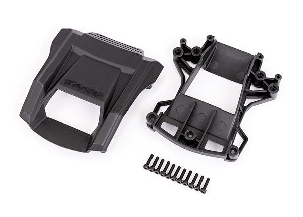 Traxxas Skid pads (hood scoop)/ mount/ 3x12mm CS (11) (attaches to #7812 body)