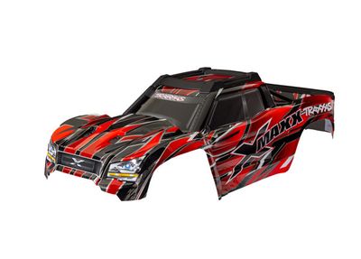Traxxas Body, X-Maxx, red (painted, decals applied) (assembled with front &amp; rear body mounts, rear body support, and tailgate protector)
