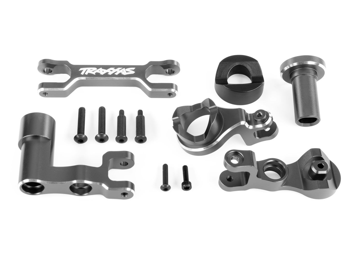 TRA7843-GRAY, Traxxas Steering bellcranks (left &amp; right)/ draglink (6061-T6 aluminum, gray-anodized) (fits XRT or Pro Scale Sand Car)