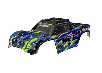 TRA7867-GRN, Traxxas Body, X-Maxx, green (painted, decals applied) (assembled with front &amp; rear body mounts, rear body support, and tailgate protector)