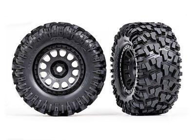 Traxxas Tires &amp; wheels, assembled, glued (XRTÔøΩ Race black wheels, MaxxÔøΩ AT tires, foam inserts) (left &amp; right)