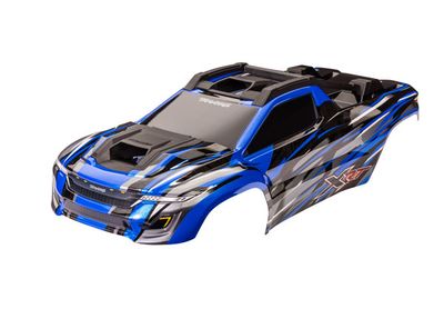 TRA7812A, Traxxas Body, XRT, blue (painted, decals applied) (assembled with front &amp; rear body supports for clipless mounting, roof &amp; hood skid pads)