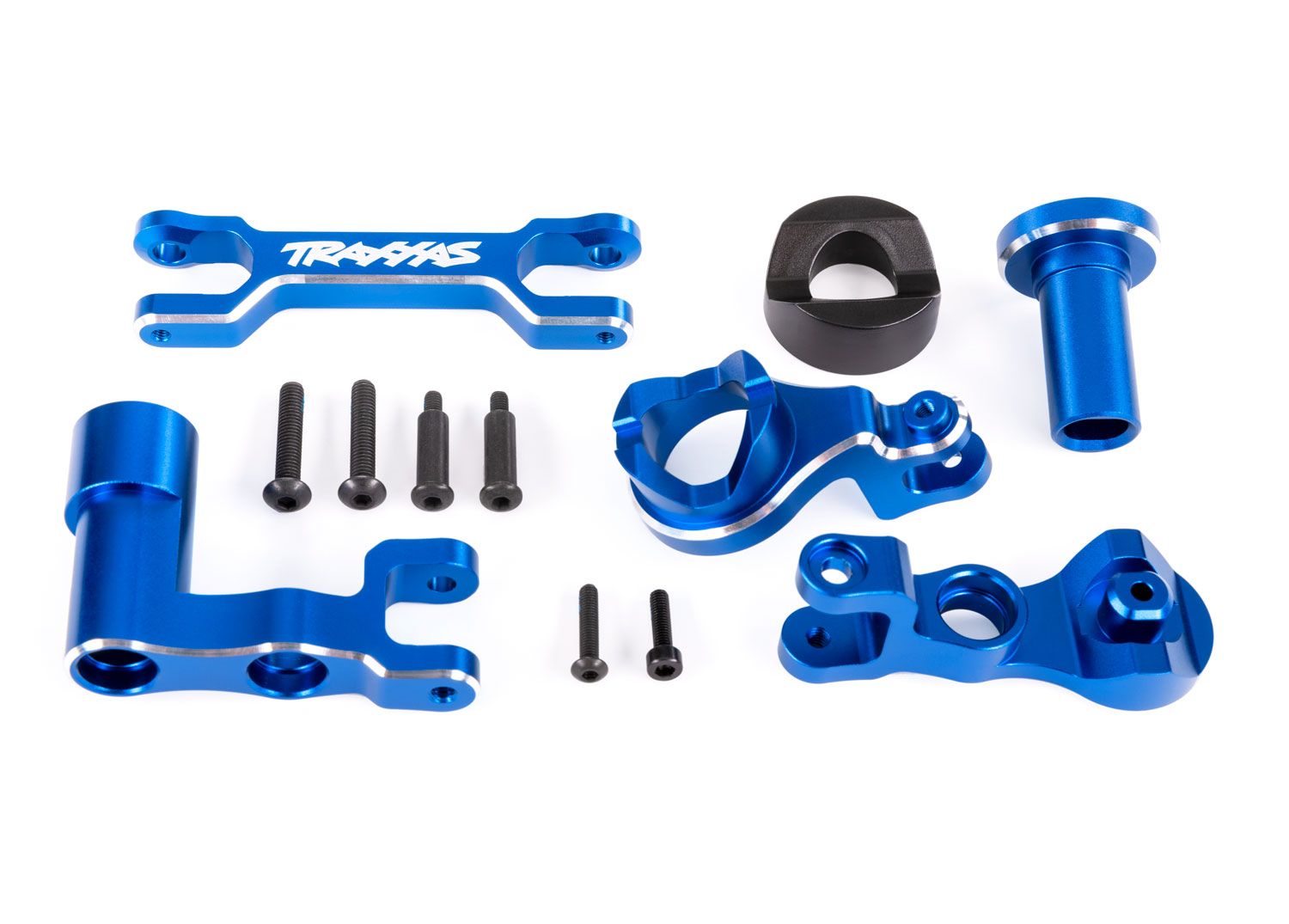 TRA7843-BLUE, Traxxas Steering bellcranks (left &amp; right)/ draglink (6061-T6 aluminum, blue-anodized) (fits XRT or Pro Scale Sand Car)