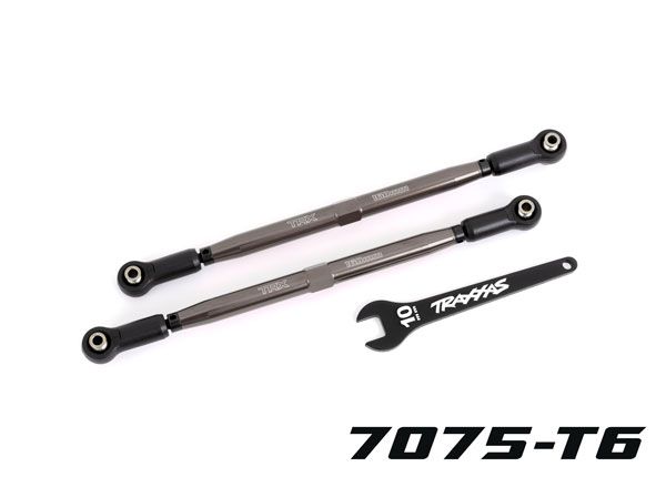 Traxxas Toe links, front (TUBES gray-anodized, 7075-T6 aluminum, stronger than titanium) (2) (for use with #7895 X-Maxx WideMaxx suspension kit)
