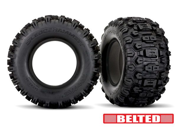 Traxxas Tires, SledgehammerÔøΩ (belted, dual profile (4.3" outer, 5.7" inner)) (left &amp; right)/ foam inserts (2)