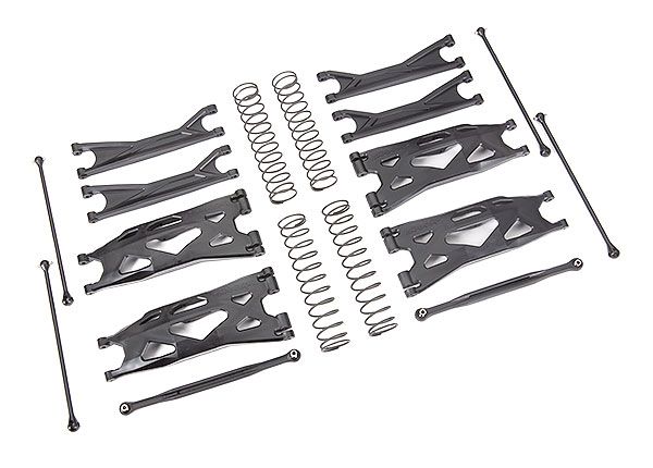 TRA7895, Traxxas Suspension kit, X-Maxx WideMaxx, black (includes front &amp; rear suspension arms, front toe links, driveshafts, shock springs)